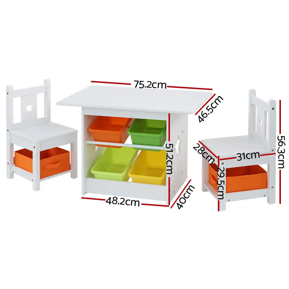 Keezi 3PCS Kids Table and Chairs Set Children Furniture Play Toys Storage Box - Baby & Kids > Kid’s Furniture