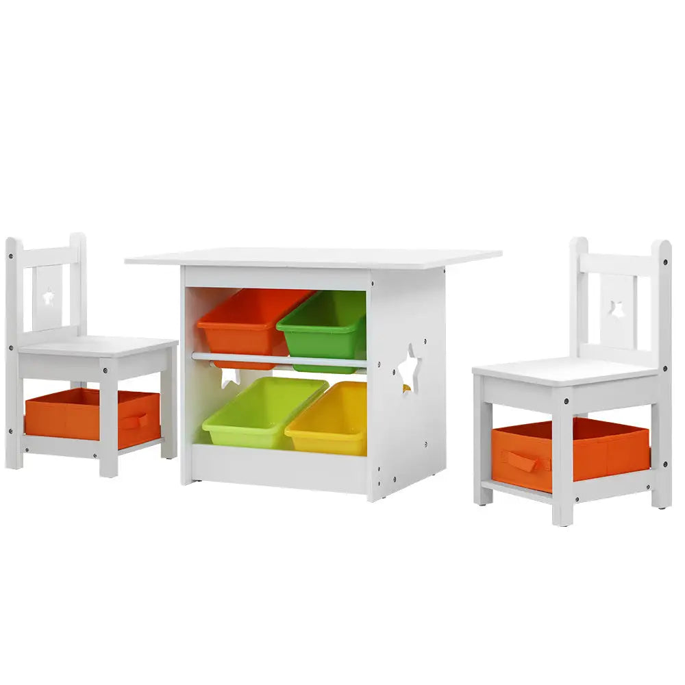 Keezi 3PCS Kids Table and Chairs Set Children Furniture Play Toys Storage Box - Baby & Kids > Kid’s Furniture