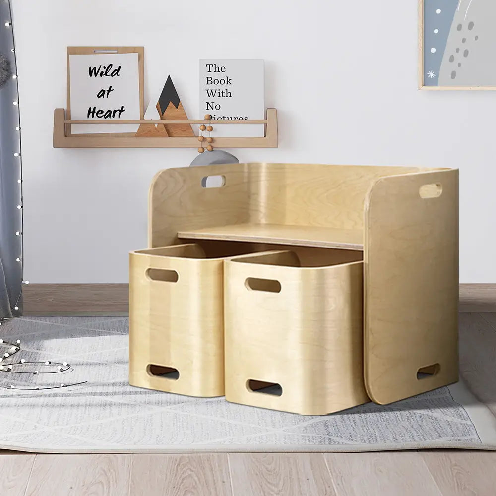 Keezi 3PCS Kids Table and Chairs Set Multifunctional Storage Desk - Baby & Kids > Kid’s Furniture