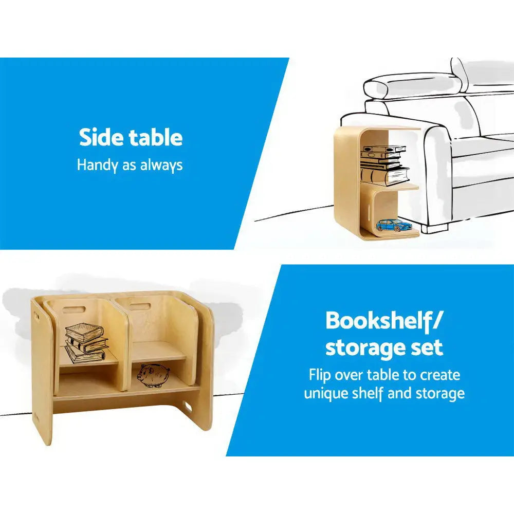 Keezi 3PCS Kids Table and Chairs Set Multifunctional Storage Desk - Baby & Kids > Kid’s Furniture