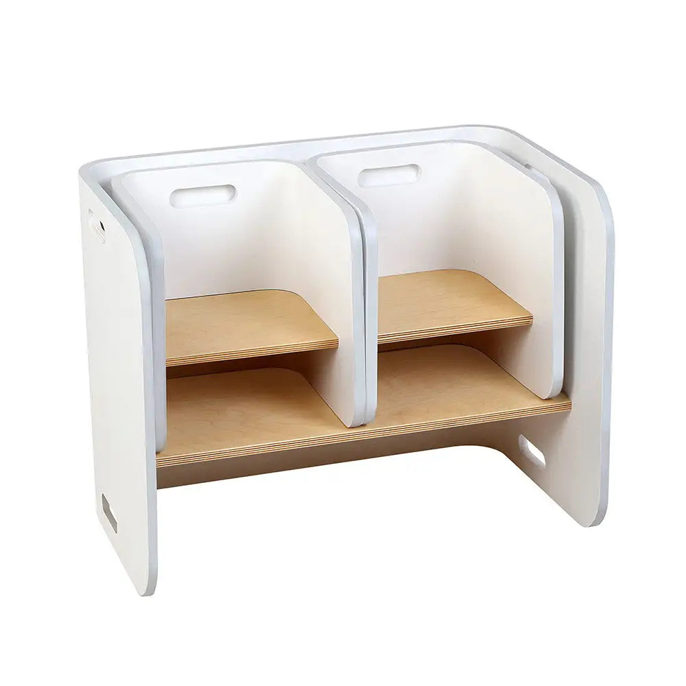 Keezi 3PCS Kids Table and Chairs Set Multifunctional Storage Desk White - Baby & Kids > Kid’s Furniture