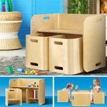 Keezi 3PCS Kids Table and Chairs Set Multifunctional Storage Desk - Baby & Kids > Kid’s Furniture