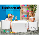 Keezi 3PCS Kids Table and Chairs Set Multifunctional Storage Desk White - Baby & Kids > Kid’s Furniture