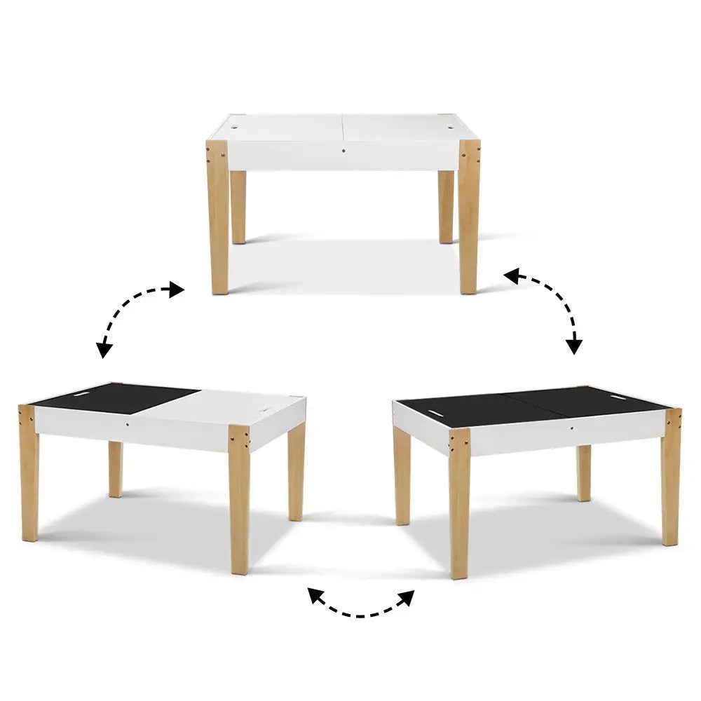 Keezi 3PCS Kids Table and Chairs Set Storage Toys Play Activity Desk Chalkboard - Baby & Kids > Kid’s Furniture