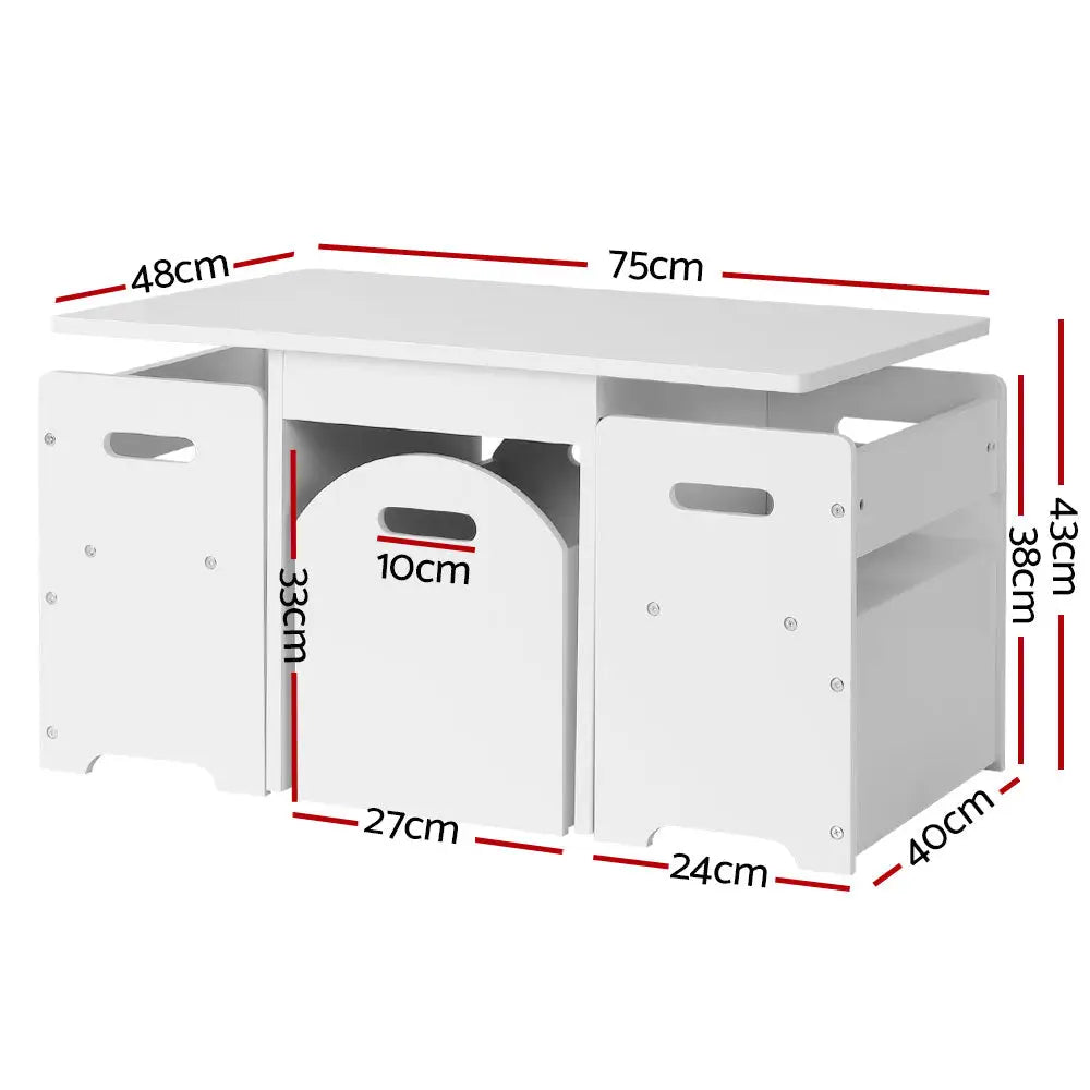Keezi 3PCS Kids Table and Chairs Set Storage Toys Play Activity Desk - Baby & Kids > Kid’s Furniture