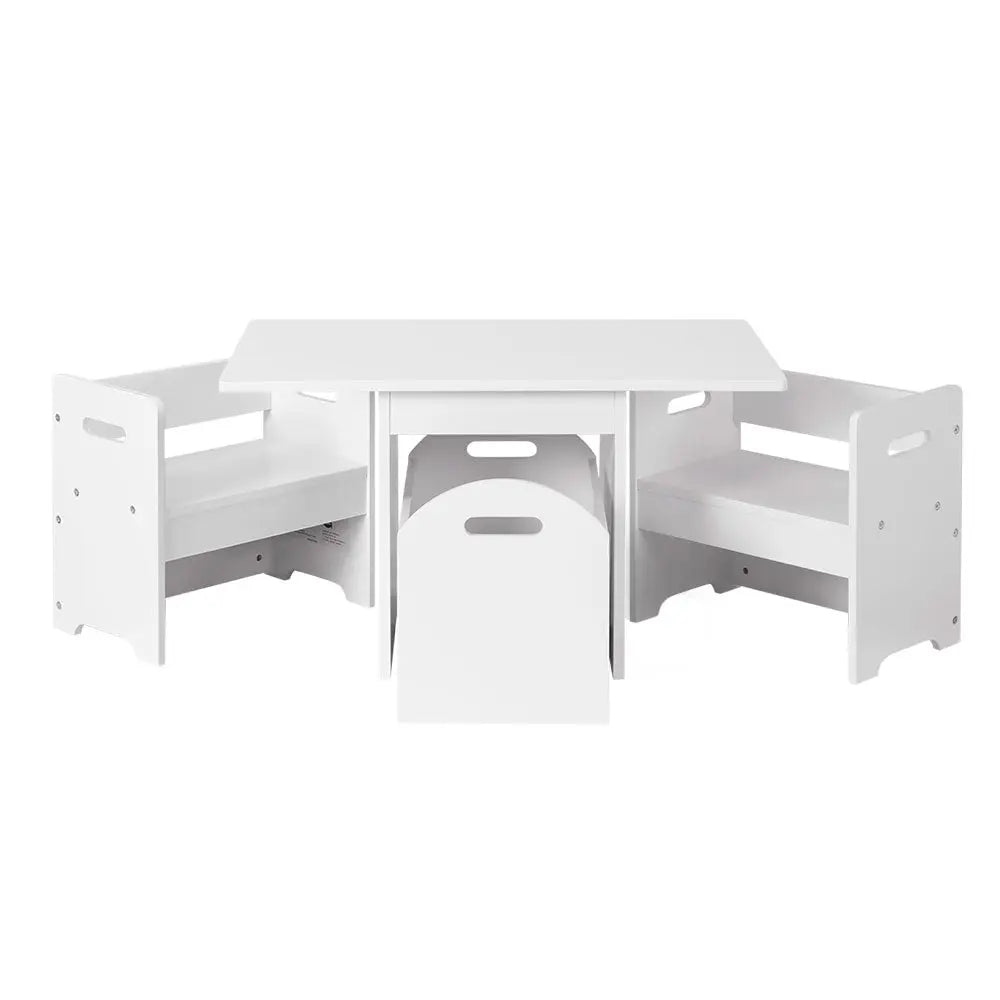 Keezi 3PCS Kids Table and Chairs Set Storage Toys Play Activity Desk - Baby & Kids > Kid’s Furniture