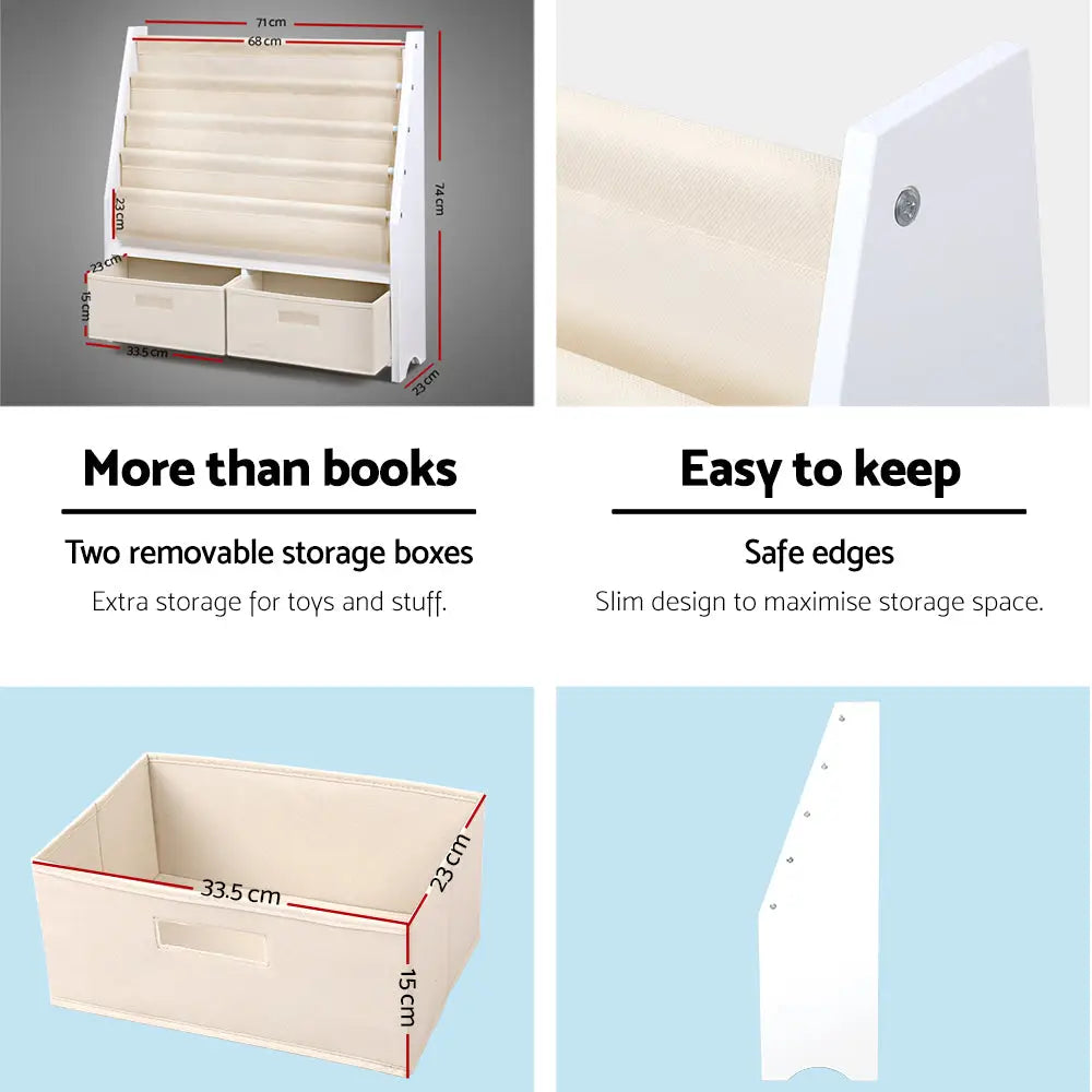 Keezi 4 Tiers Kids Bookshelf Magazine Rack Children Bookcase Organiser Drawer - Baby & Kids > Kid’s Furniture