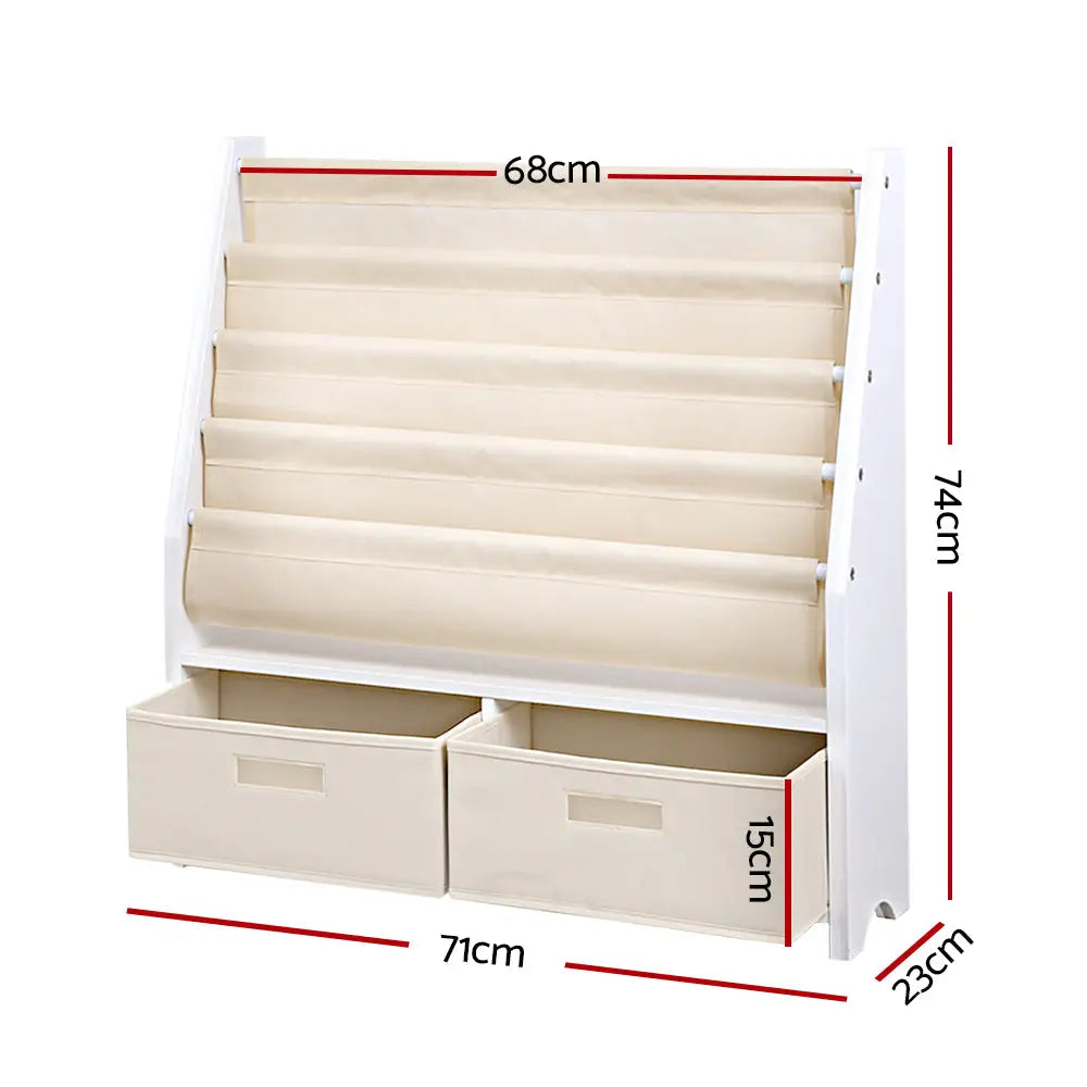 Keezi 4 Tiers Kids Bookshelf Magazine Rack Children Bookcase Organiser Drawer - Baby & Kids > Kid’s Furniture