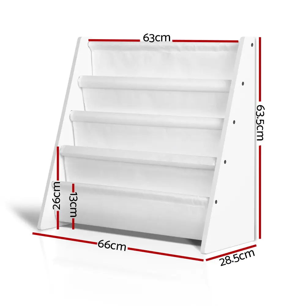Keezi 4 Tiers Kids Bookshelf Magazine Shelf Children Bookcase Rack Organiser - Baby & Kids > Kid’s Furniture