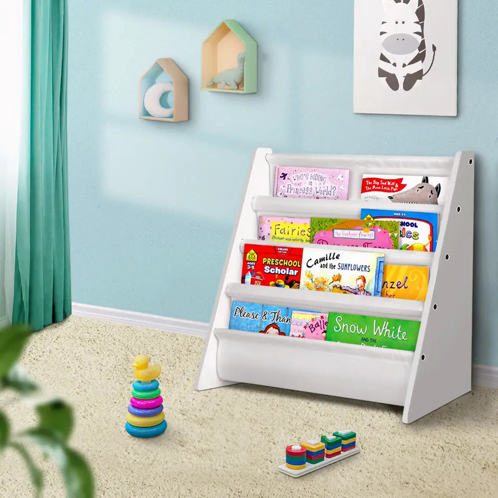 Keezi 4 Tiers Kids Bookshelf Magazine Shelf Children Bookcase Rack Organiser - Baby & Kids > Kid’s Furniture