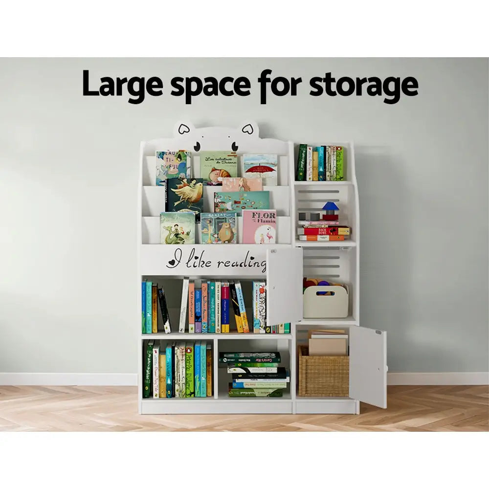 Keezi 4 Tiers Kids Bookshelf Storage Children Bookcase Toy Organiser Display - Baby & Kids > Kid’s Furniture