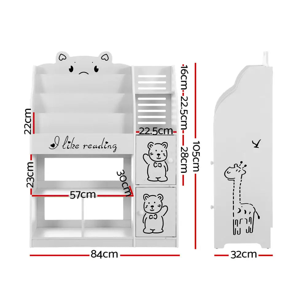 Keezi 4 Tiers Kids Bookshelf Storage Children Bookcase Toy Organiser Display - Baby & Kids > Kid’s Furniture