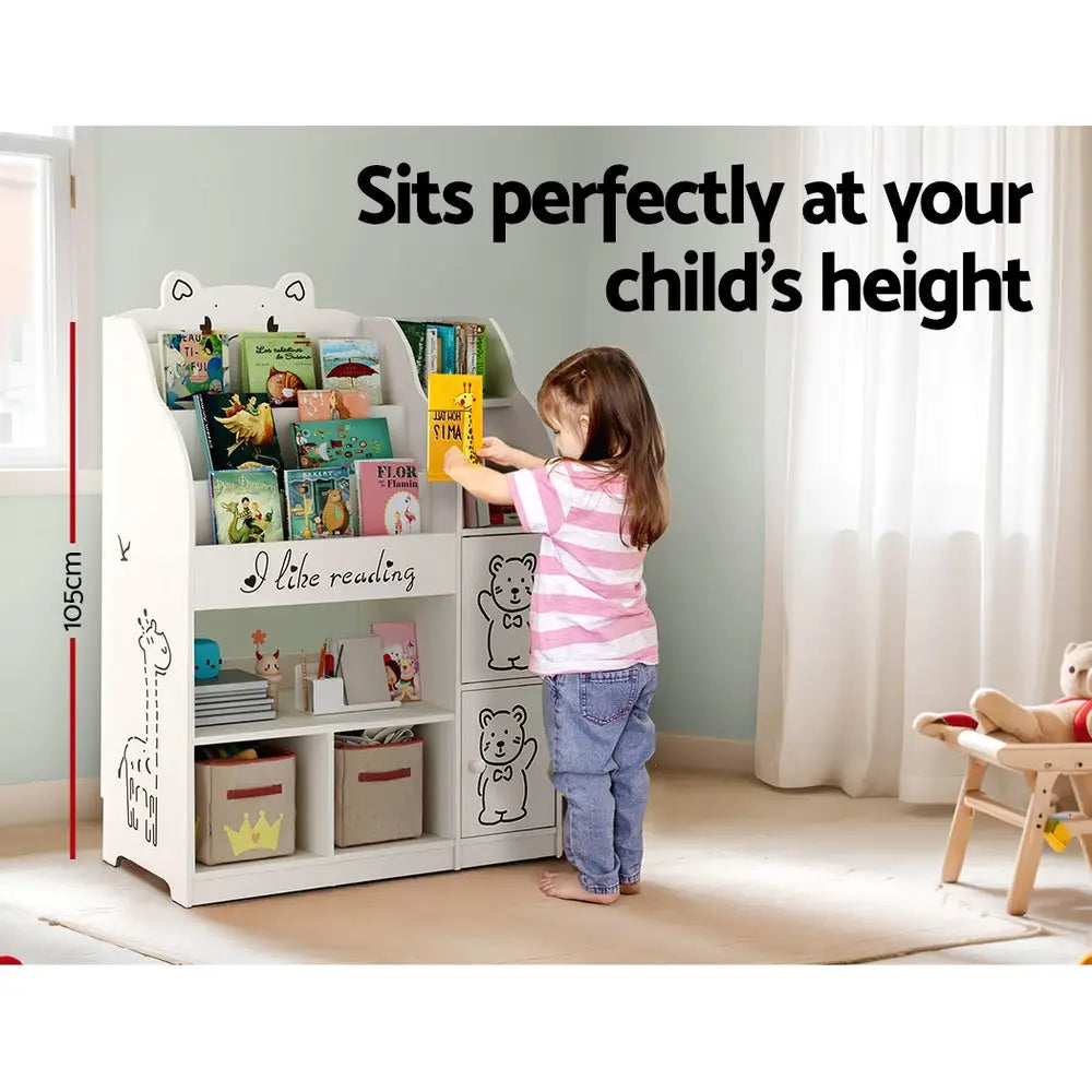 Keezi 4 Tiers Kids Bookshelf Storage Children Bookcase Toy Organiser Display - Baby & Kids > Kid’s Furniture