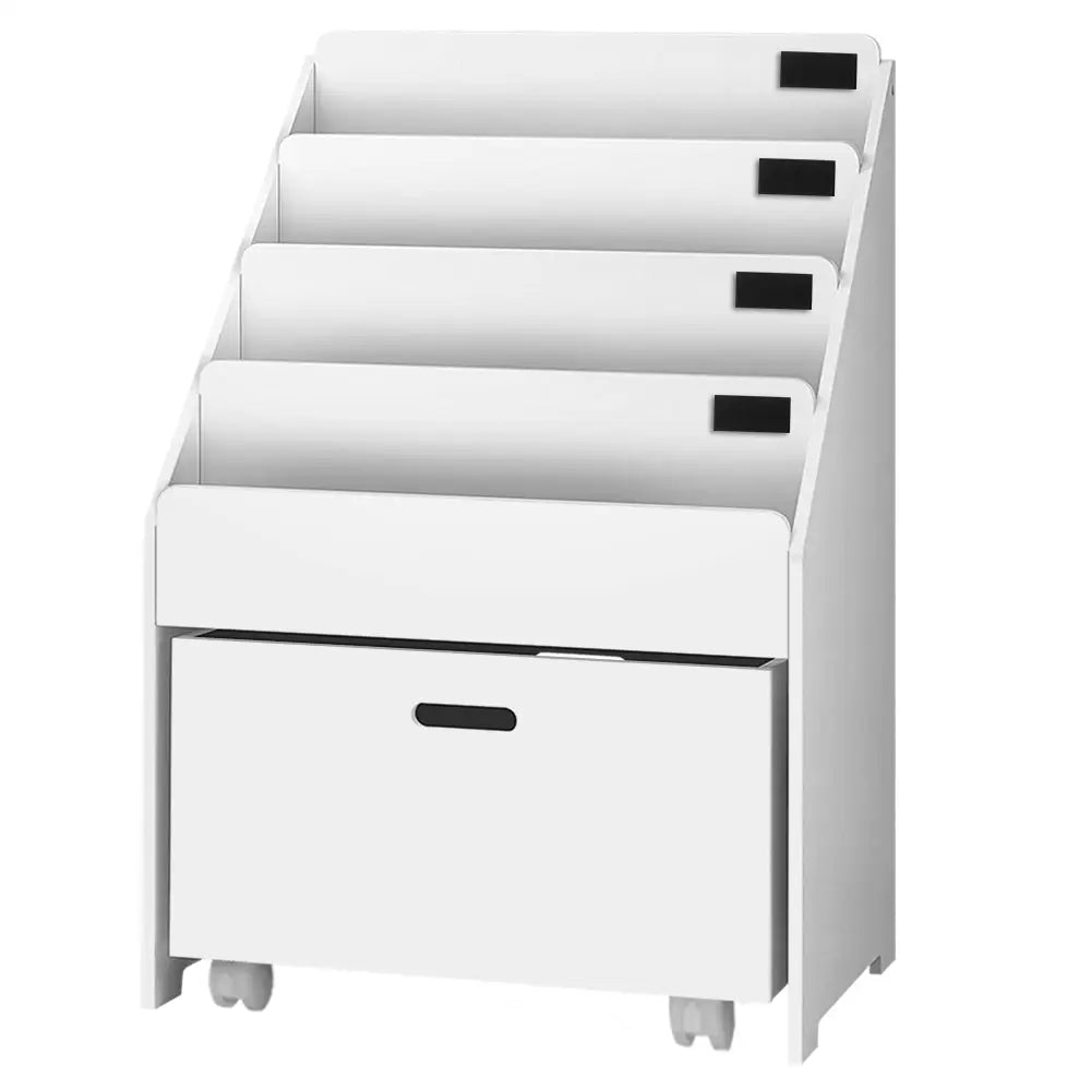 Keezi 4 Tiers Kids Bookshelf Storage Organiser Children Bookcase Drawers Display - Baby & Kids > Kid’s Furniture