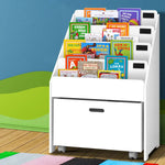 Keezi 4 Tiers Kids Bookshelf Storage Organiser Children Bookcase Drawers Display - Baby & Kids > Kid’s Furniture
