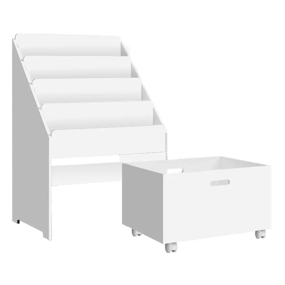 Keezi 4 Tiers Kids Bookshelf Storage Organiser Children Bookcase Drawers Display - Baby & Kids > Kid’s Furniture