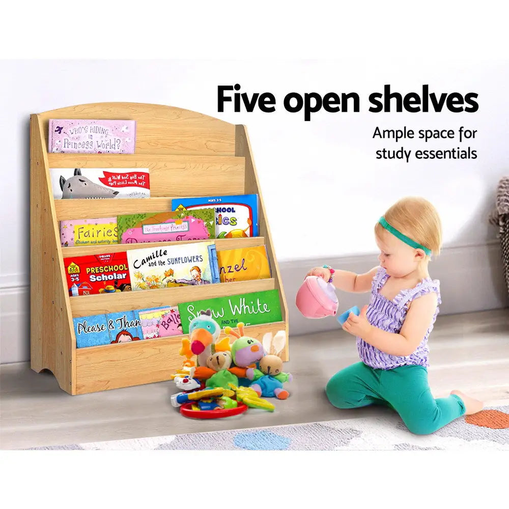 Keezi 5 Tiers Kids Bookshelf Magazine Shelf Organiser Bookcase Display Rack - Baby & Kids > Kid’s Furniture