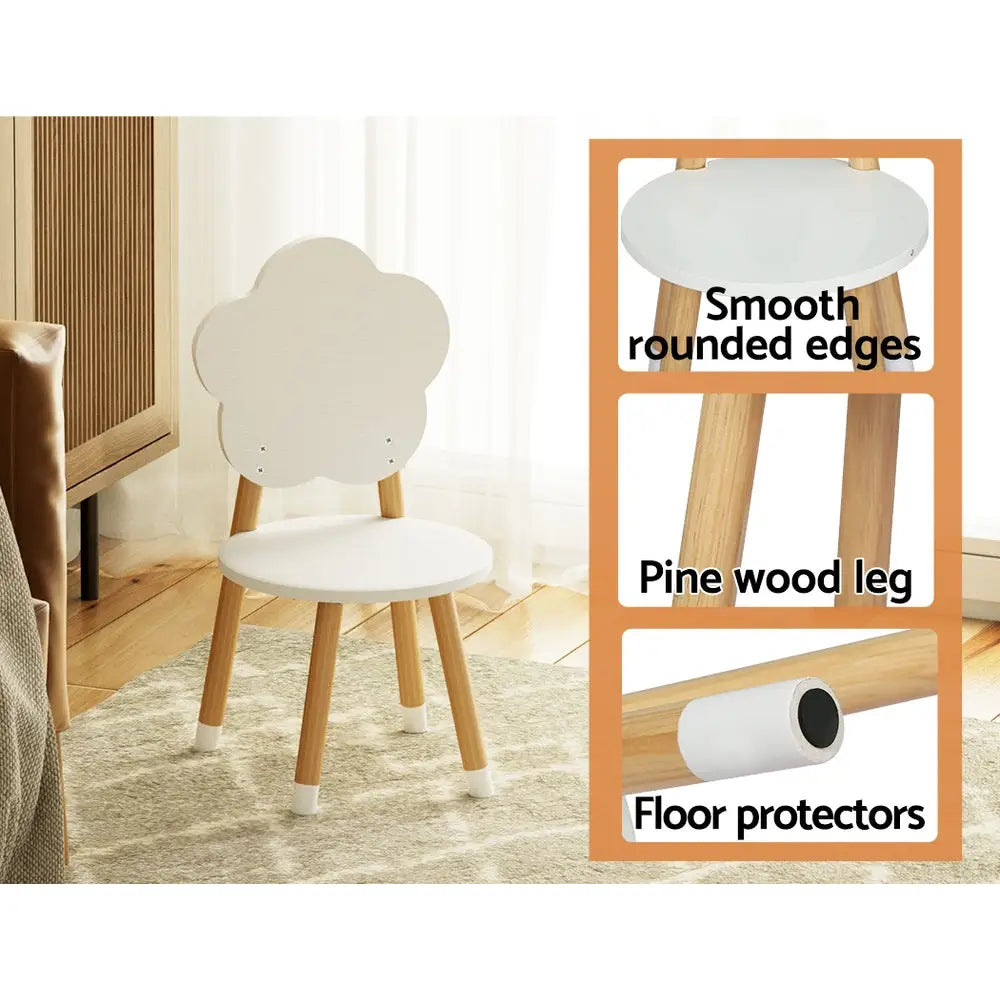 Keezi 5PCS Kids Table and Chairs Set Children Activity Study Play Desk White - Baby & Kids > Kid’s Furniture