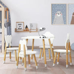 Keezi 5PCS Kids Table and Chairs Set Children Activity Study Play Desk White - Baby & Kids > Kid’s Furniture