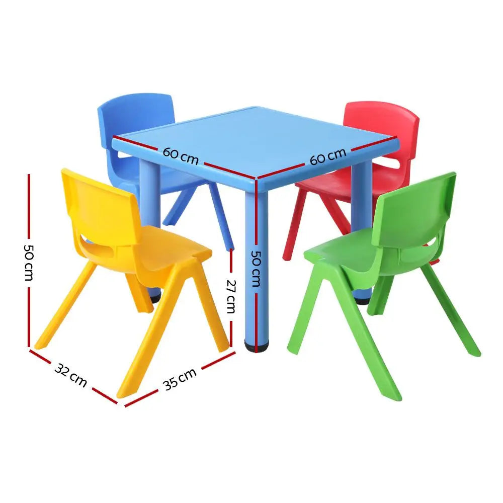 Keezi 5PCS Kids Table and Chairs Set Children Study Desk Furniture Plastic 4 Chairs - Baby & Kids > Kid’s Furniture