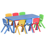 Keezi 9PCS Kids Table and Chairs Set Children Study Desk Furniture Plastic 8 Chairs - Baby & Kids > Kid’s Furniture