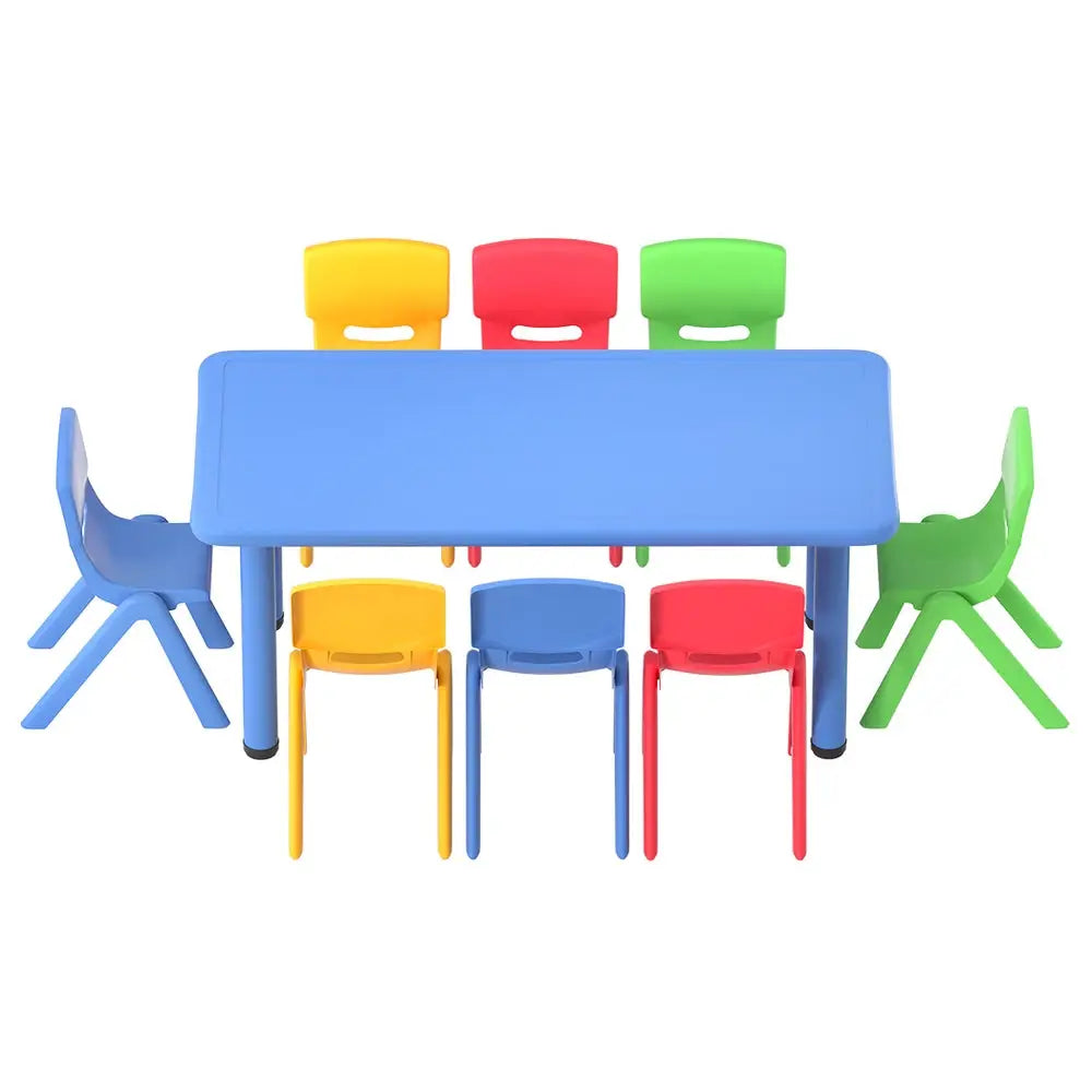 Keezi 9PCS Kids Table and Chairs Set Children Study Desk Furniture Plastic 8 Chairs - Baby & Kids > Kid’s Furniture