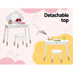 Keezi Kids Dressing Table Chair Set Vanity Makeup Wooden Leg Mirror Drawer - Furniture > Bedroom
