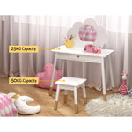 Keezi Kids Dressing Table Chair Set Vanity Makeup Wooden Leg Mirror Drawer - Furniture > Bedroom