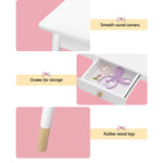 Keezi Kids Dressing Table Chair Set Vanity Makeup Wooden Leg Mirror Drawer - Furniture > Bedroom