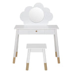 Keezi Kids Dressing Table Chair Set Vanity Makeup Wooden Leg Mirror Drawer - Furniture > Bedroom