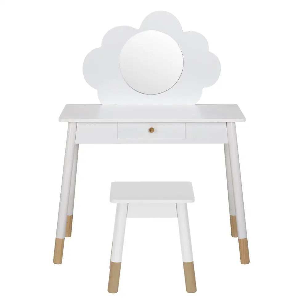 Keezi Kids Dressing Table Chair Set Vanity Makeup Wooden Leg Mirror Drawer - Furniture > Bedroom