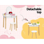 Keezi Kids Dressing Table Chair Set Wooden Leg Vanity Makeup Drawer Mirror - Baby & Kids > Kid’s Furniture > Kid’s