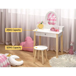 Keezi Kids Dressing Table Chair Set Wooden Leg Vanity Makeup Drawer Mirror - Baby & Kids > Kid’s Furniture > Kid’s