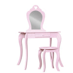 Keezi Kids Dressing Table Stool Set Vanity Mirror Princess Children Makeup Pink - Furniture > Bedroom