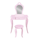 Keezi Kids Dressing Table Stool Set Vanity Mirror Princess Children Makeup Pink - Furniture > Bedroom