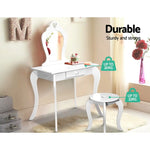 Keezi Kids Dressing Table Stool Set Vanity Mirror Princess Children Makeup White - Baby & Kids > Kid’s Furniture