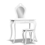 Keezi Kids Dressing Table Stool Set Vanity Mirror Princess Children Makeup White - Baby & Kids > Kid’s Furniture