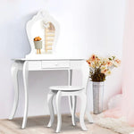 Keezi Kids Dressing Table Stool Set Vanity Mirror Princess Children Makeup White - Baby & Kids > Kid’s Furniture