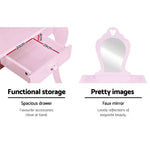 Keezi Kids Dressing Table Stool Set Vanity Mirror Princess Children Makeup Pink - Furniture > Bedroom