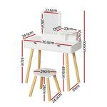 Keezi Kids Dressing Table Vanity Makeup Chair Set with Mirror Drawers Wooden Legs - Baby & Kids > Kid’s Furniture >
