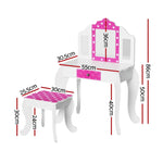 Keezi Kids Dressing Table Vanity Makeup Chair Set Wooden 3 Mirror Drawer Pink - Baby & Kids > Kid’s Furniture >