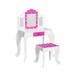 Keezi Kids Dressing Table Vanity Makeup Chair Set Wooden 3 Mirror Drawer Pink - Baby & Kids > Kid’s Furniture >