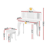 Keezi Kids Dressing Table Vanity Makeup Chair Set Wooden 3 Mirror Drawer White - Baby & Kids > Kid’s Furniture >