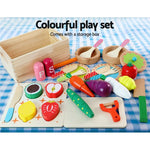 Keezi Kids Kitchen Play Set Wooden Pretend Toys Cooking Children Food White - Baby & Kids > Kid’s Furniture