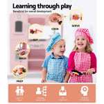 Keezi Kids Kitchen Play Set Wooden Pretend Toys Cooking Children Food Pink - Baby & Kids > Kid’s Furniture