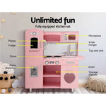 Keezi Kids Kitchen Play Set Wooden Pretend Toys Cooking Children Food Pink - Baby & Kids > Kid’s Furniture