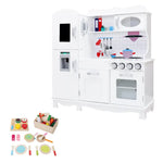 Keezi Kids Kitchen Play Set Wooden Pretend Toys Cooking Children Food White - Baby & Kids > Kid’s Furniture