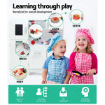 Keezi Kids Kitchen Play Set Wooden Pretend Toys Cooking Children Food White - Baby & Kids > Kid’s Furniture