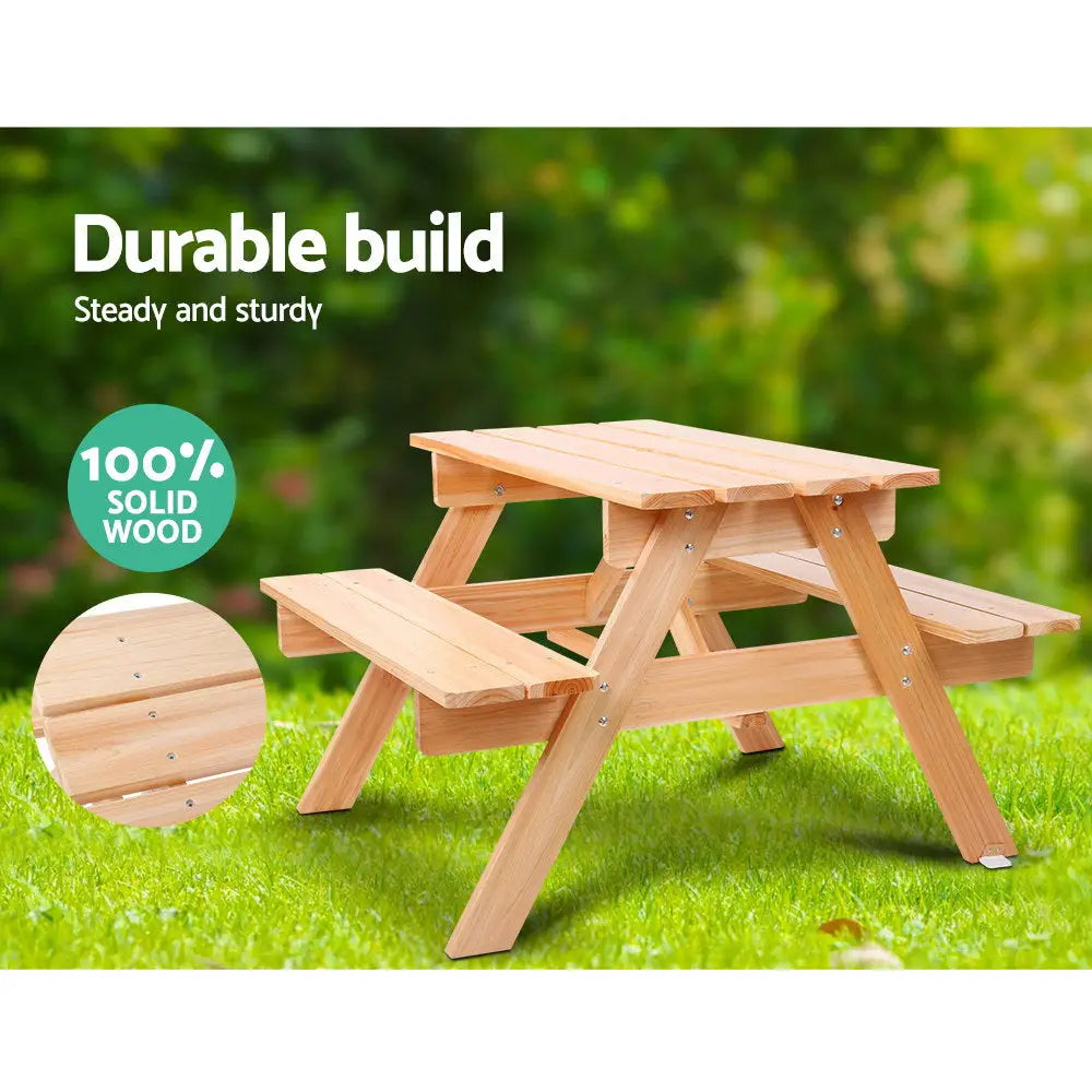 Keezi Kids Outdoor Table and Chairs Picnic Bench Set Children Wooden - Baby & Kids > Kid’s Furniture