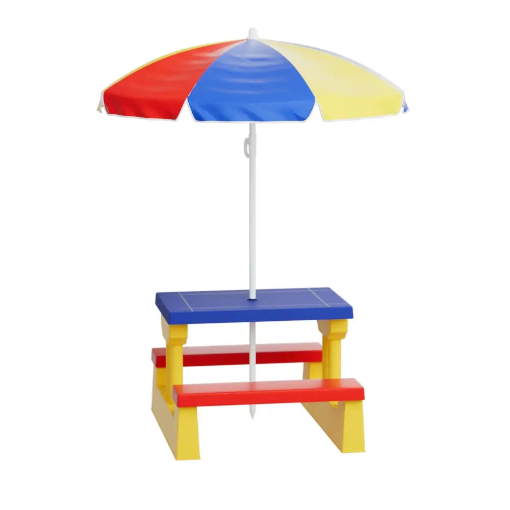 Keezi Kids Outdoor Table and Chairs Set Picnic Bench Umbrella Children Indoor - Baby & Kids > Kid’s Furniture > Kid’s